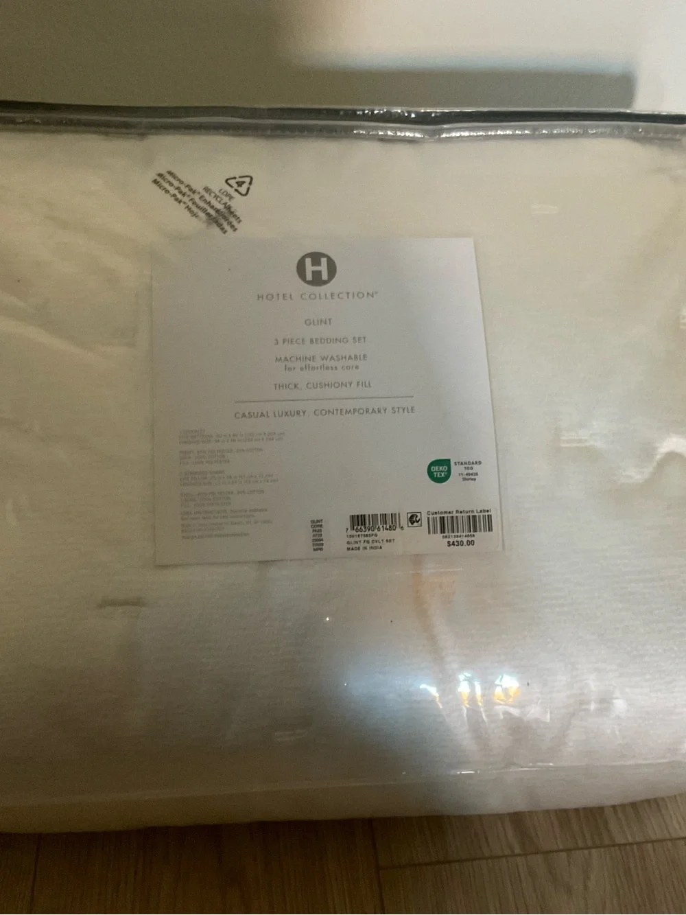 Hotel Collection   Glint 3-Pc. Coverlet Set, Full/Queen  White